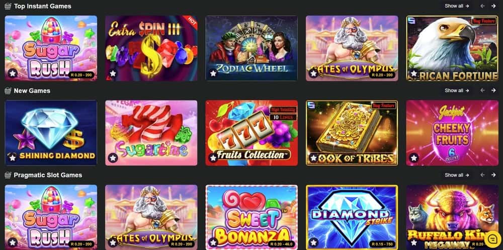 Easybet casino games section