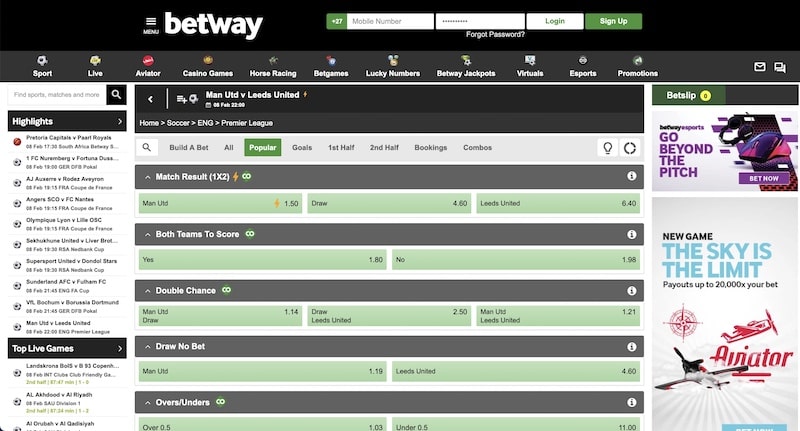 How to Place a Win or Draw Bet on Betway: Guide to Win or Draw Bet