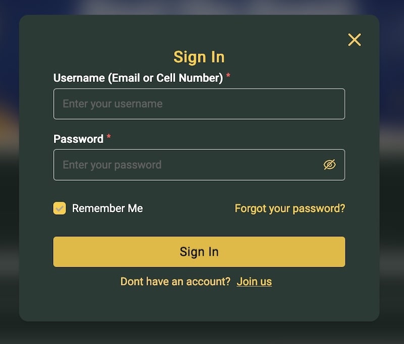 gbets login form