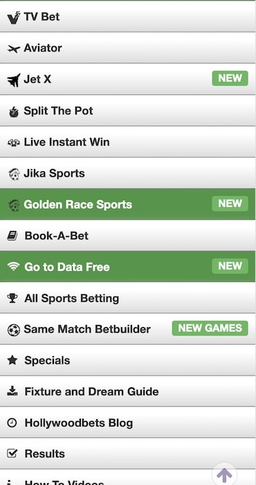 hollywoodbets data free link in menu
