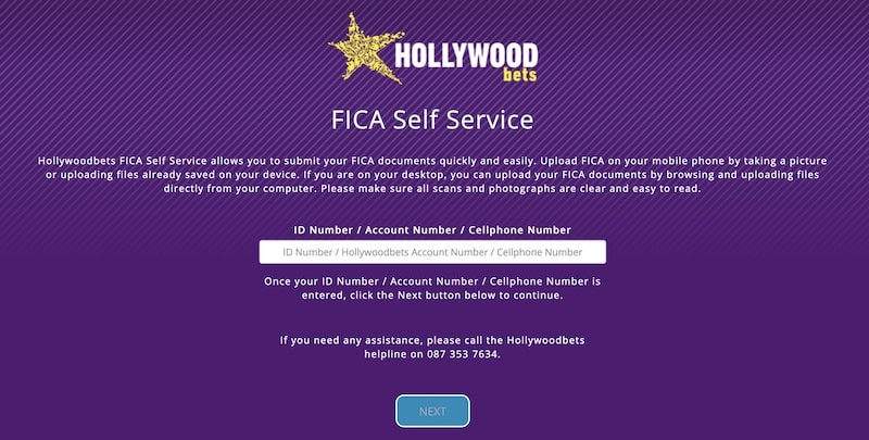 fica self service on hollywoodbets