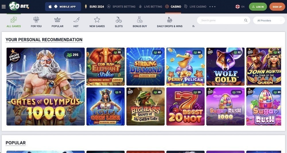 20bet casino games