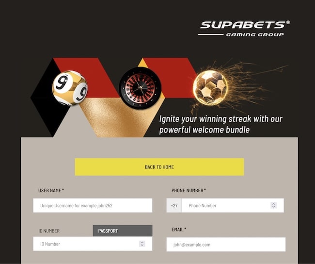 supabets registration page